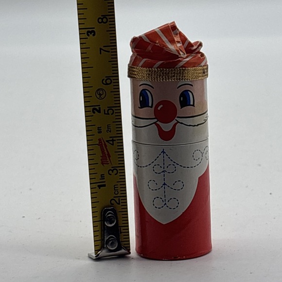 Vintage Santa Claus Round Red Match Box Holder w/Matches ~ Unstruck Complete 3" - Picture 9 of 11
